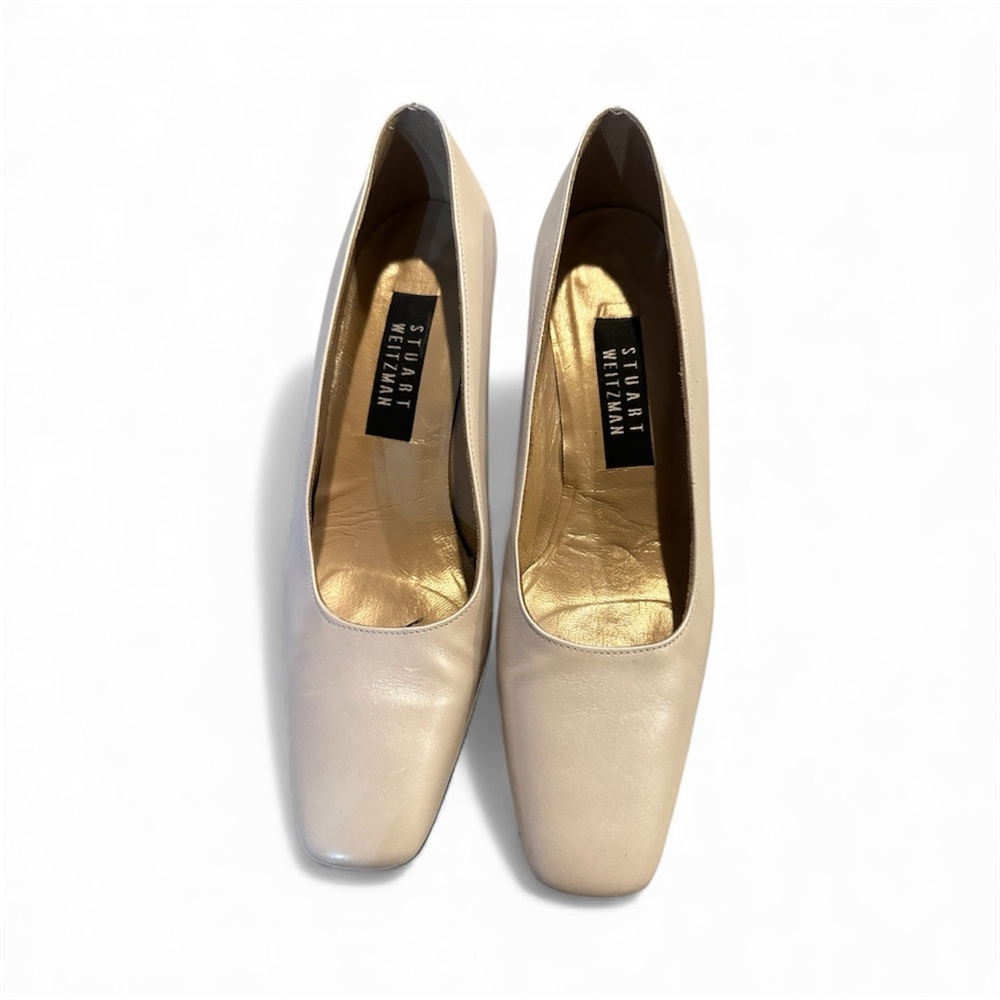 VTG Y2K Stuart Weitzman size 8Womens iridescent oyster sparkle Heel Pumps Beige